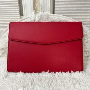 Levenger Red Flap Genuine Leather Document / Folder Envelope Organizer